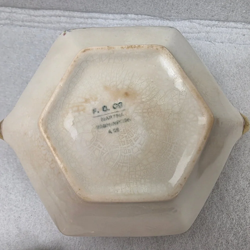 Antique Bavaria Germany Sugar Bowl Lid Floral Gold Monogram N Porcelain